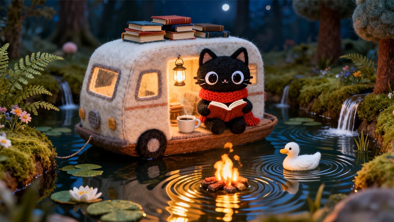 Moonlit Camper Lofi 🌙📚 Cozy Night by the Water | Study • Relax • Sleep