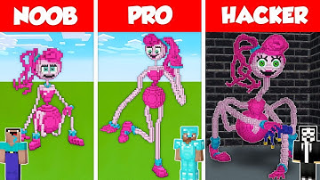MOMMY LONG LEGS STATUE HOUSE BUILD CHALLENGE - NOOB vs PRO vs HACKER / Minecraft Battle Animation