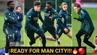 Saka, Odegaard, Calafiori, Timber, Madueke | Arsenal Players RETURNS To Training Ahead of Man City