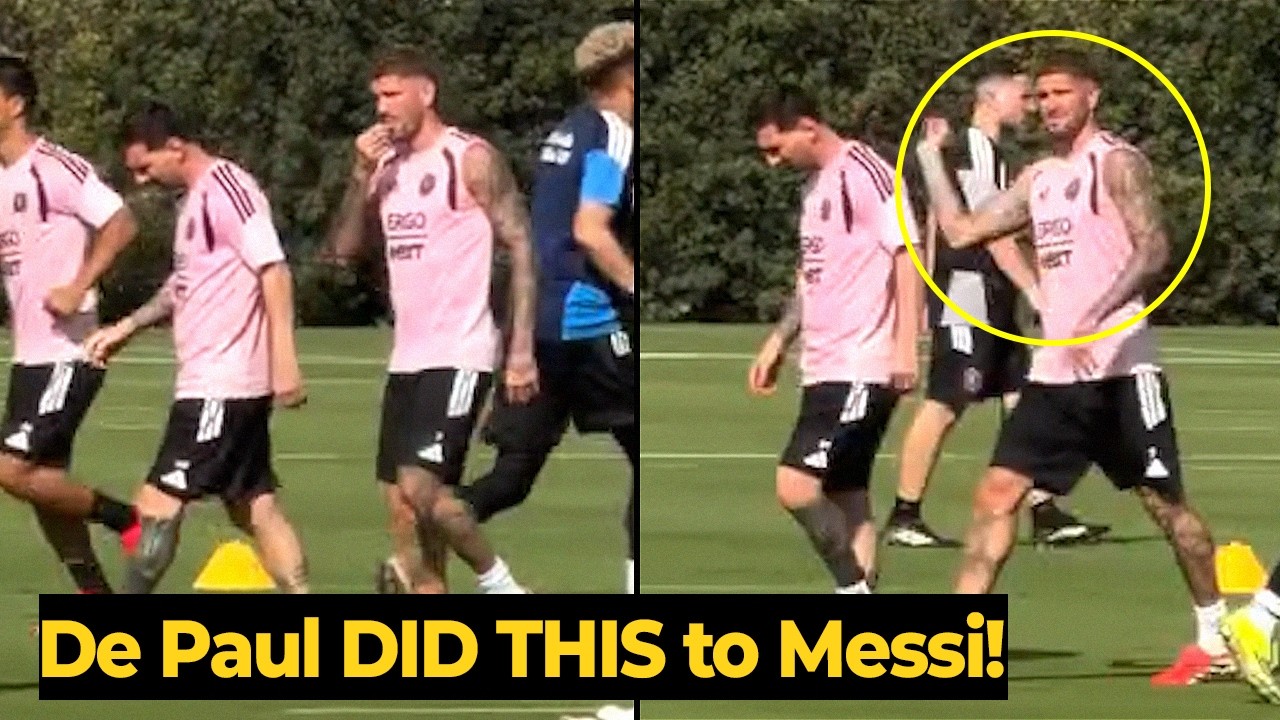 Момент, когда Де Поль дал пощёчину Месси во время возвращения к тренировке перед матчем с «Орланд...