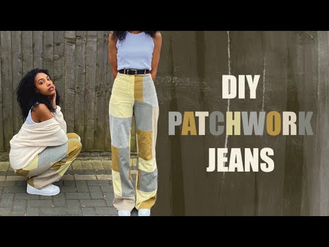 DIY Sewing Tutorial: How to make Custom Patchwork Jeans Upcycle | Inspired By Myah