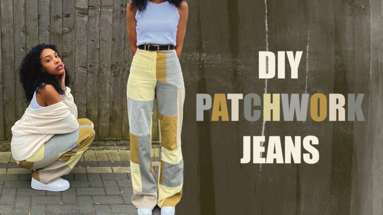 DIY Sewing Tutorial: How to make Custom Patchwork Jeans Upcycle