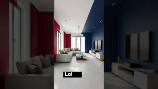 🇫🇷 France Flag Color Wall Transformation Modern Home Makeover  ✨#interiordesign #painting #shorts