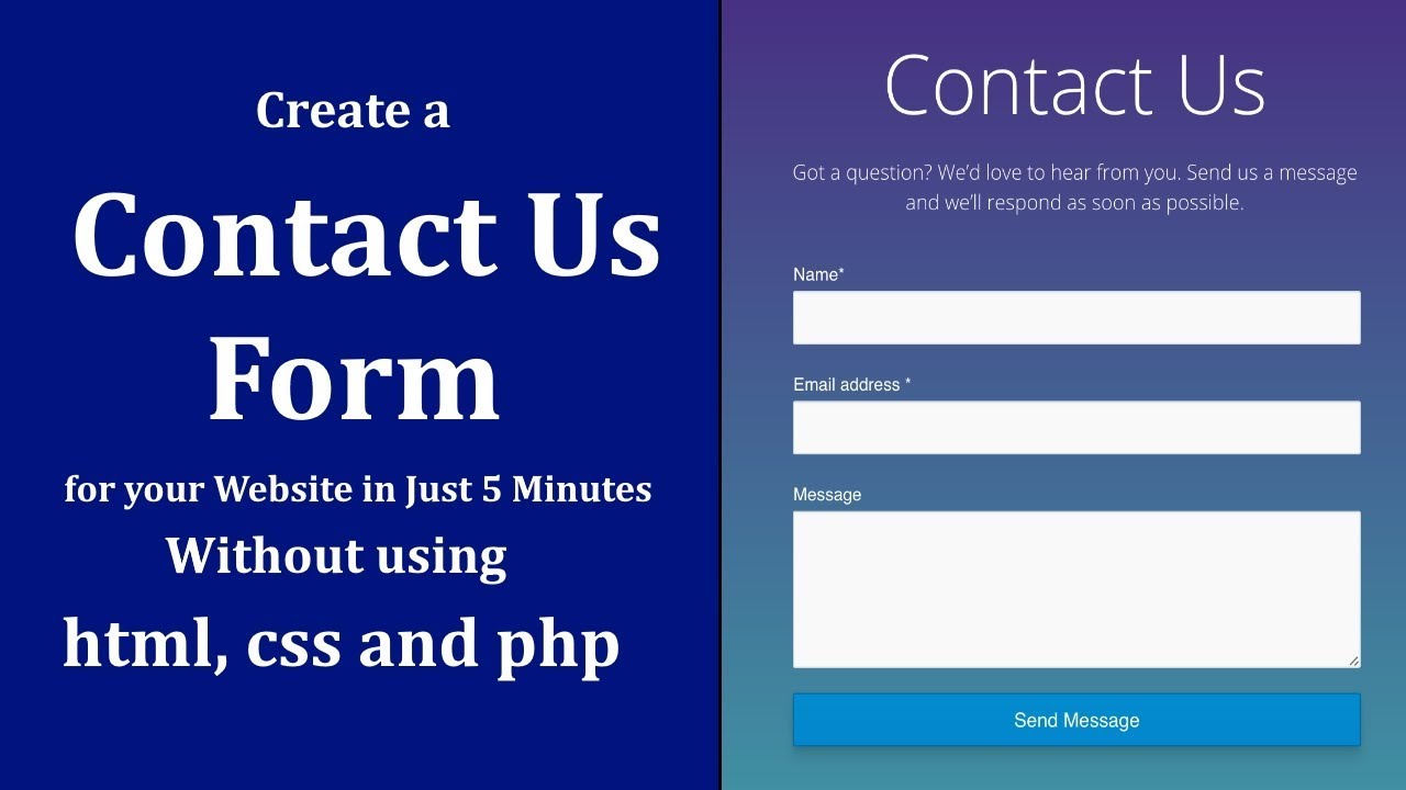 HTML code for Contact Us form