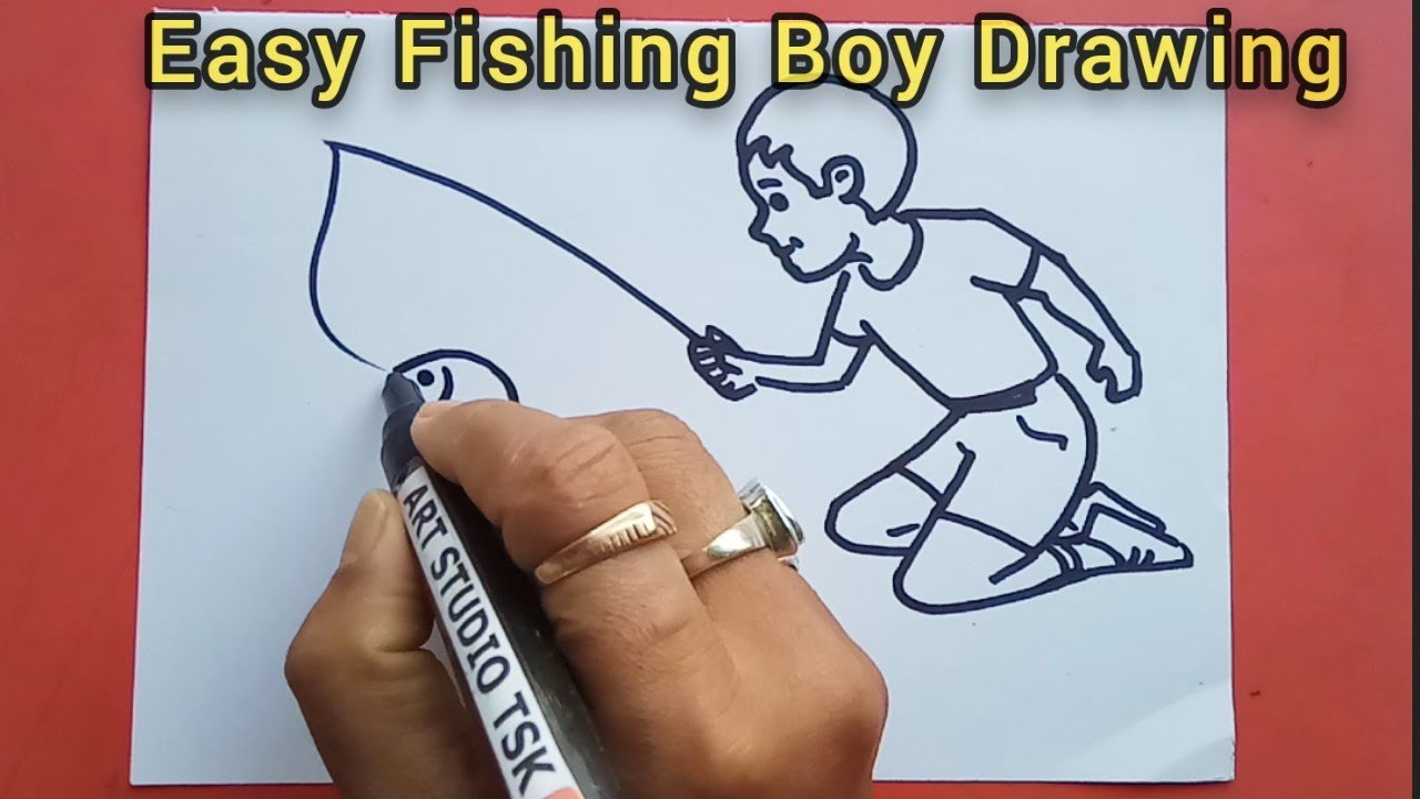 Fishing boy drawing 