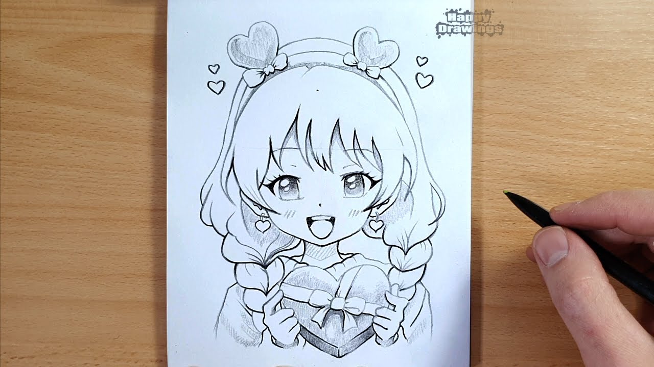 How to Draw a Cute Manga Girl for Valentine’s Day | Easy Drawing Guide
