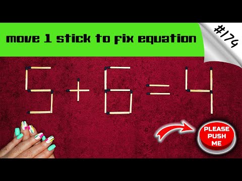 Matchstick puzzle #174 | Match puzzle 5+6=4 with hint and solution.