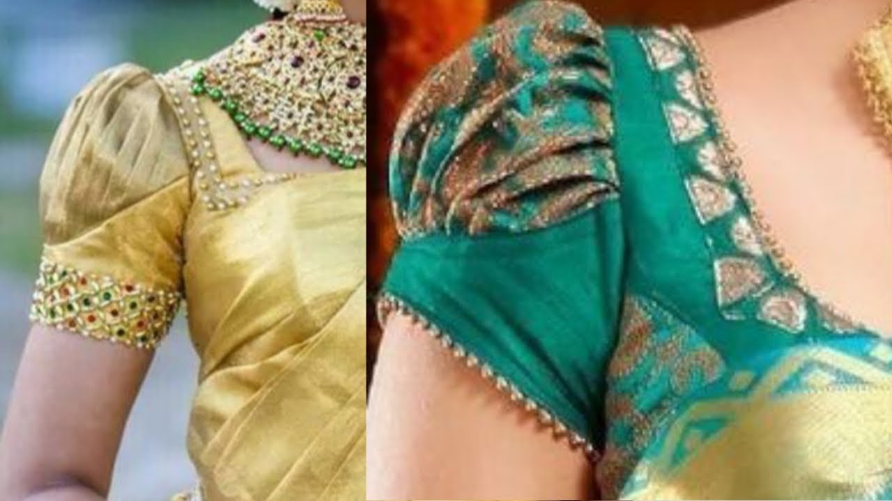 latest half puff sleeve design// bridal puff sleeves blouse// trendy puff sleeves making in hindi