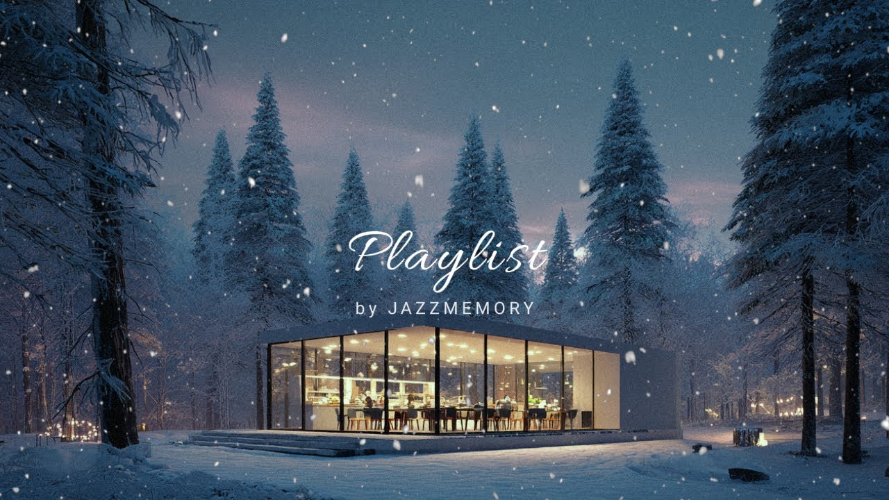 [playlist] Спокойный медленный джаз в заснеженном лесном кафе | JazzMemory