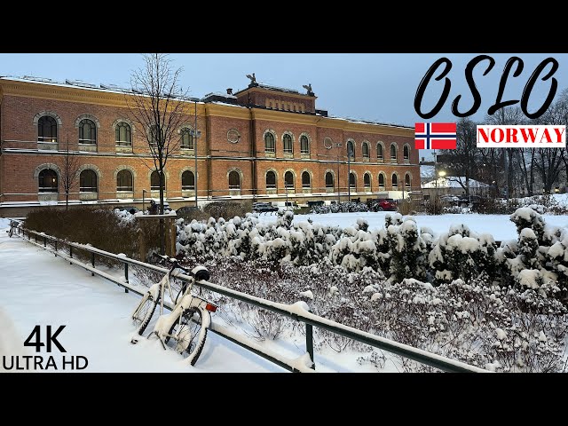 Oslo, Norway 🇳🇴 - Winter ❄️, Morning walk 2023 - 4K/60FPS - Walking Tour class=