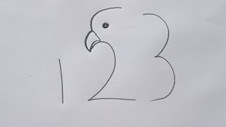 1 2 3 parrot drawing easy step@Aarav Drawing Creative