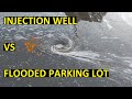 Draining a flooded parking lot (crazy looking foamy water)