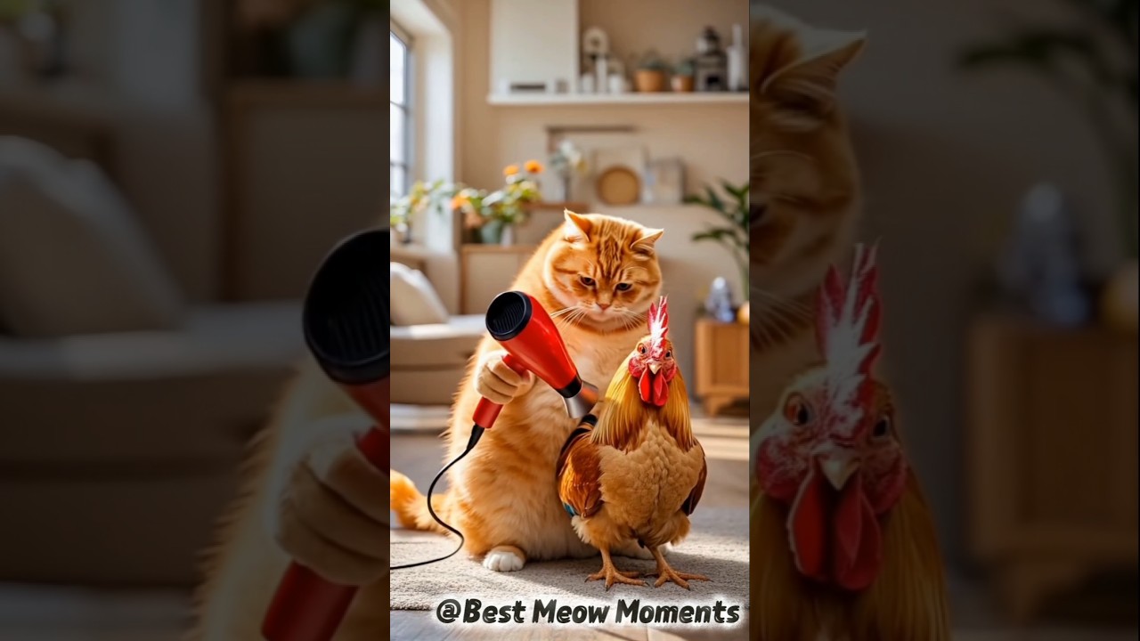 Cat and Cock's Friendship 