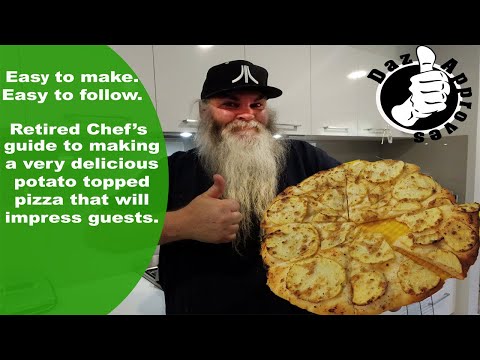 Easy Pizza recipe. Potato topped pizza. How to make pizza at home. Vegetarian and  Vegan pizza.