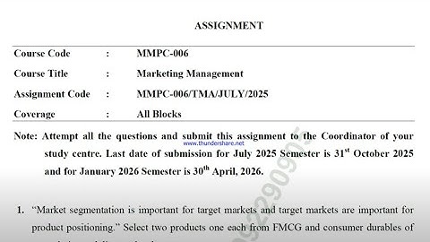 IGNOU MMPC-006 Solved Assignment July 2025 Jan 2026 [FREE] || IGNOU MBA || Marketing Management