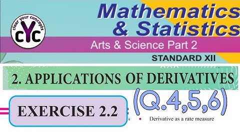 Exercise 2.2 (Q.4,5,6) | Applications of Derivatives | chapter 2 | class 12th | maths part 2