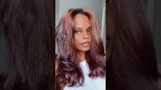 Curly to Straight on ginger red natural hair #gingerhair