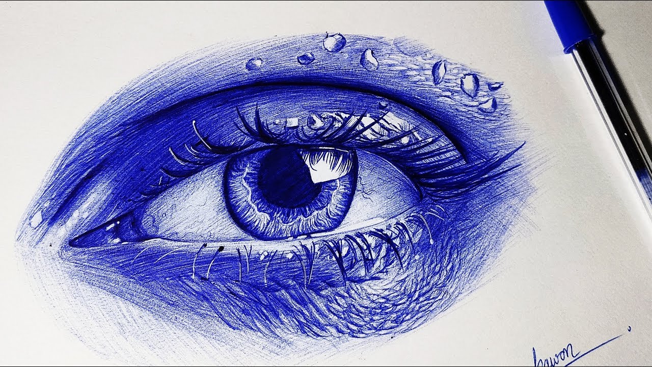 Ball point pen drawing - iris // step by step tutorial - YouTube