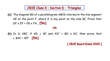 The diagonal BD of a parallelogram ABCD intersects (OR) In ∆ ABC, if AD ⊥ BC and AD² = BD x DC