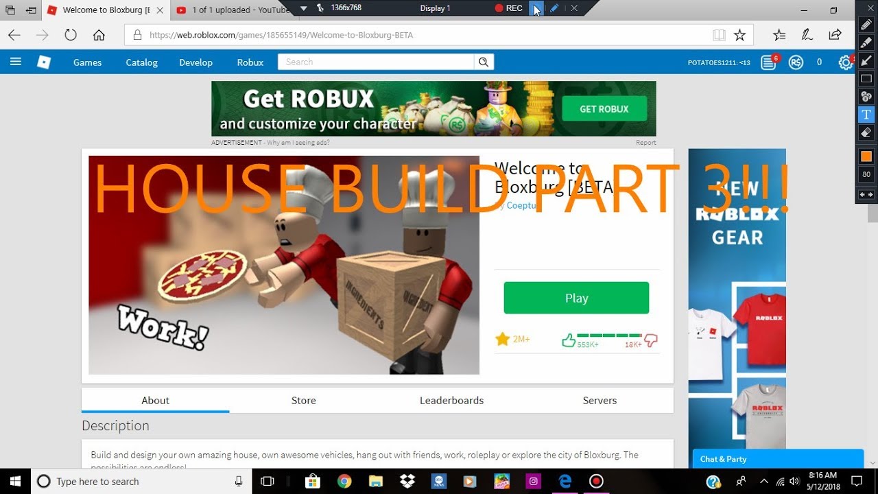 House Build Part 3 Youtube - https www roblox com games 185655149 welcome to bloxburg beta