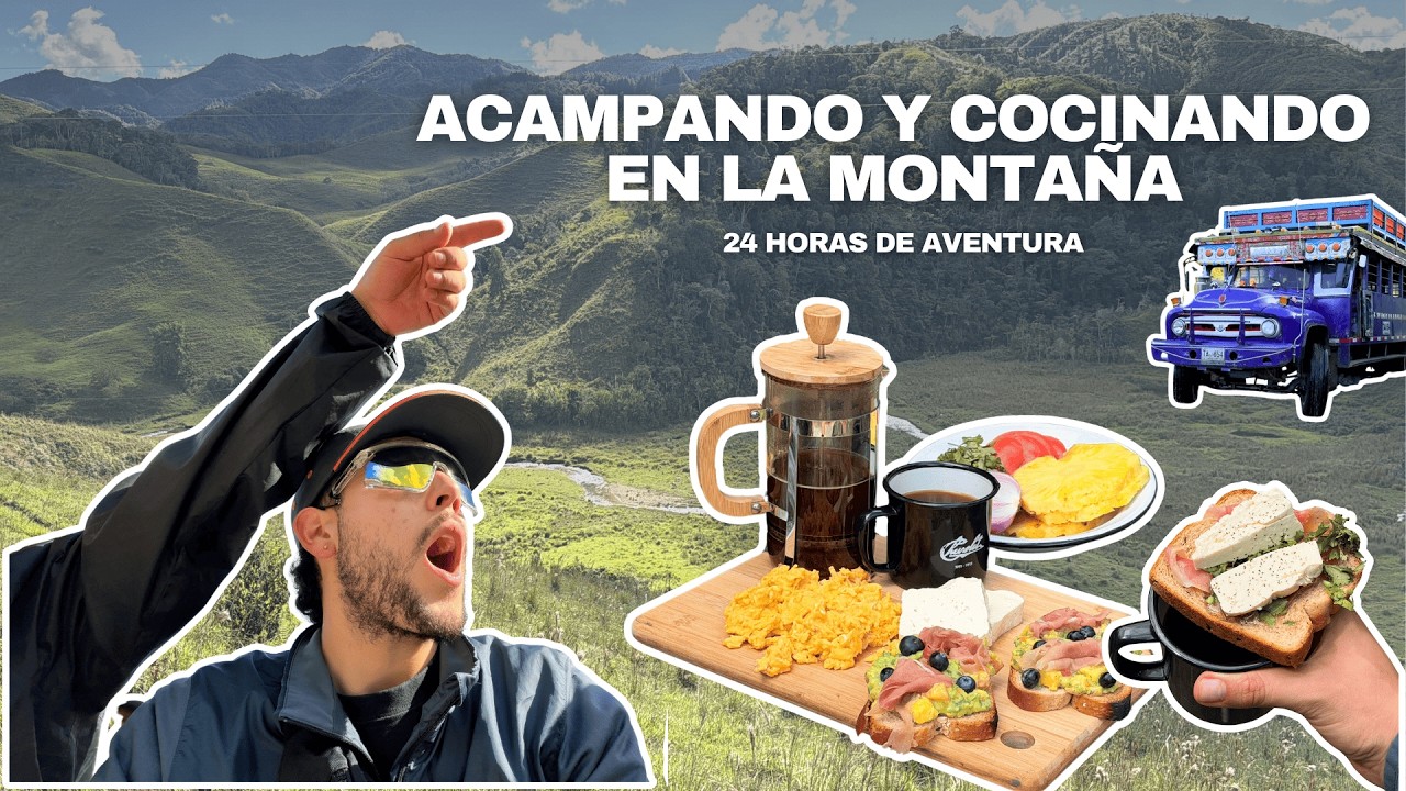 Camping cocinando en la montaña con amigos | Receta al aire libre y viajando en chiva.