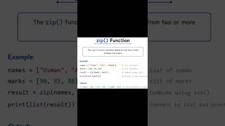 python zip function neat notes@CodeWithHarry