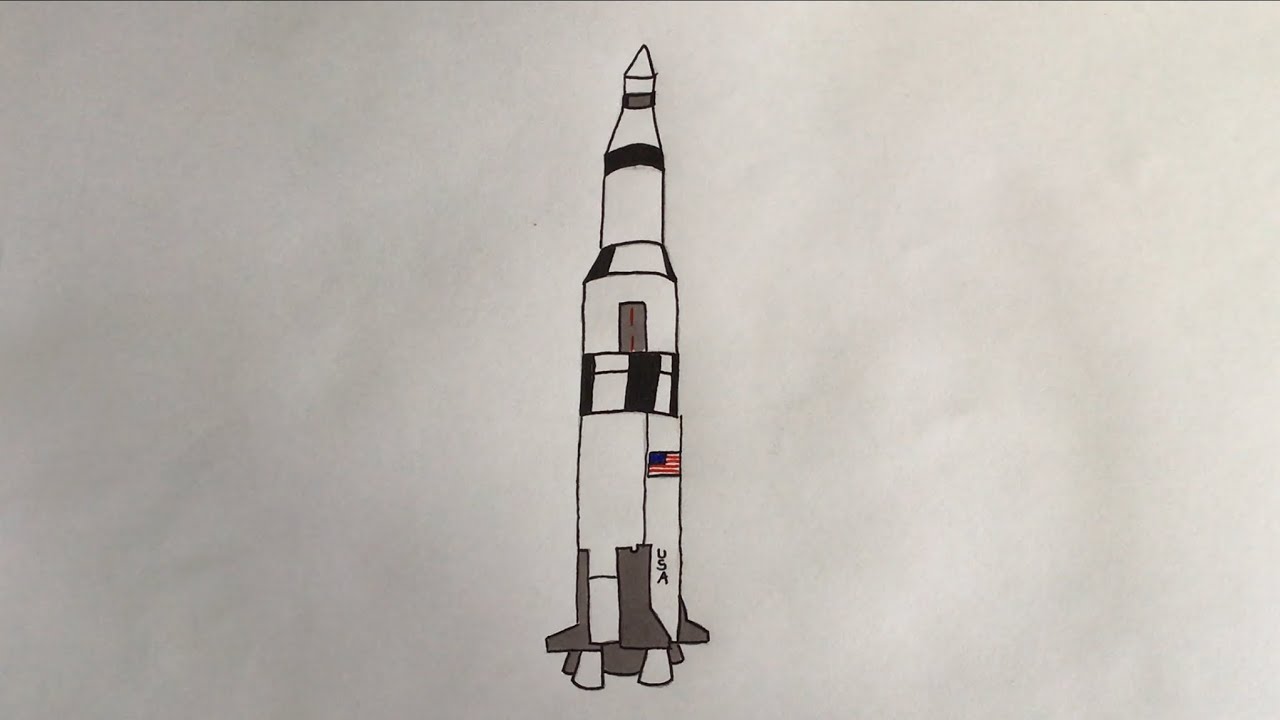 How To Draw A Rocket Saturn V Youtube