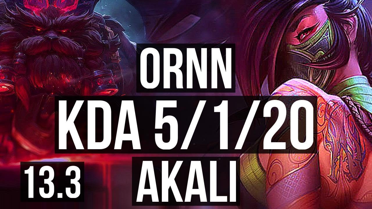 ORNN vs AKALI (MID) | 5/1/20, 600+ games, 900K mastery | KR Master | 13.3