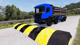 Flatbed Trailer Cars Transportation with Slide Color  Cars vs Deep Water  BeamNG.Drive