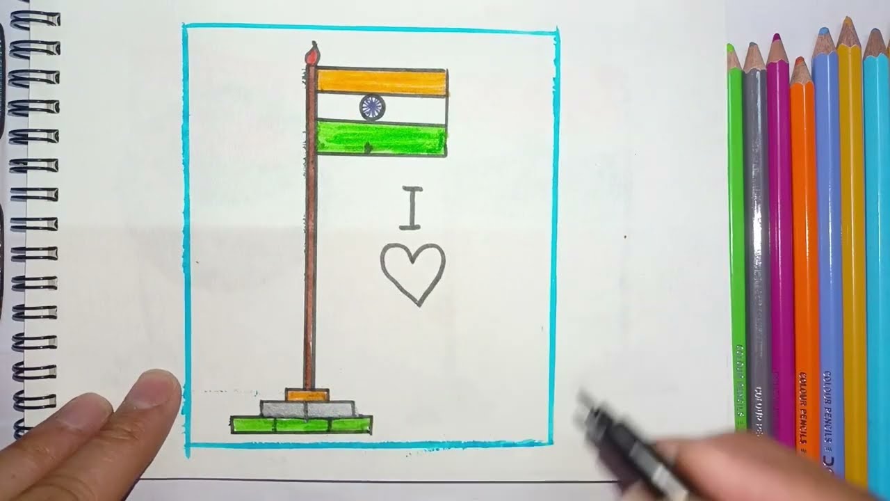 Simple Indian Flag Drawing for School Students 