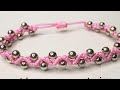 Pulsera en Zig zag de hilos y balines #macrame #bisuteria #pulserasdehilotutorial #manillaadehilo