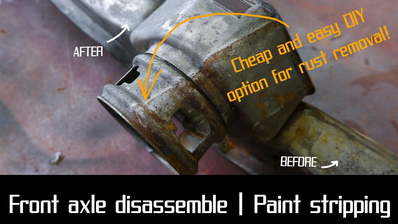 Opel Manta A Another front axle disassembled Rust removal with citric acid Paint stripping