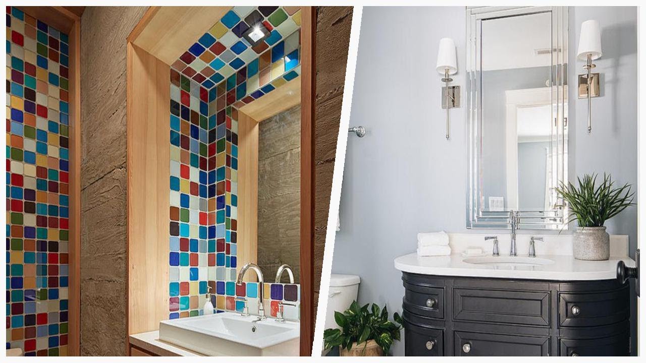 Maximizing Space in Powder Rooms with Black & Wood Cabinets | Designer ...