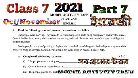 MODEL ACTIVITY TASK CLASS 7 ENGLISH PART 7 OCTOBER 2021