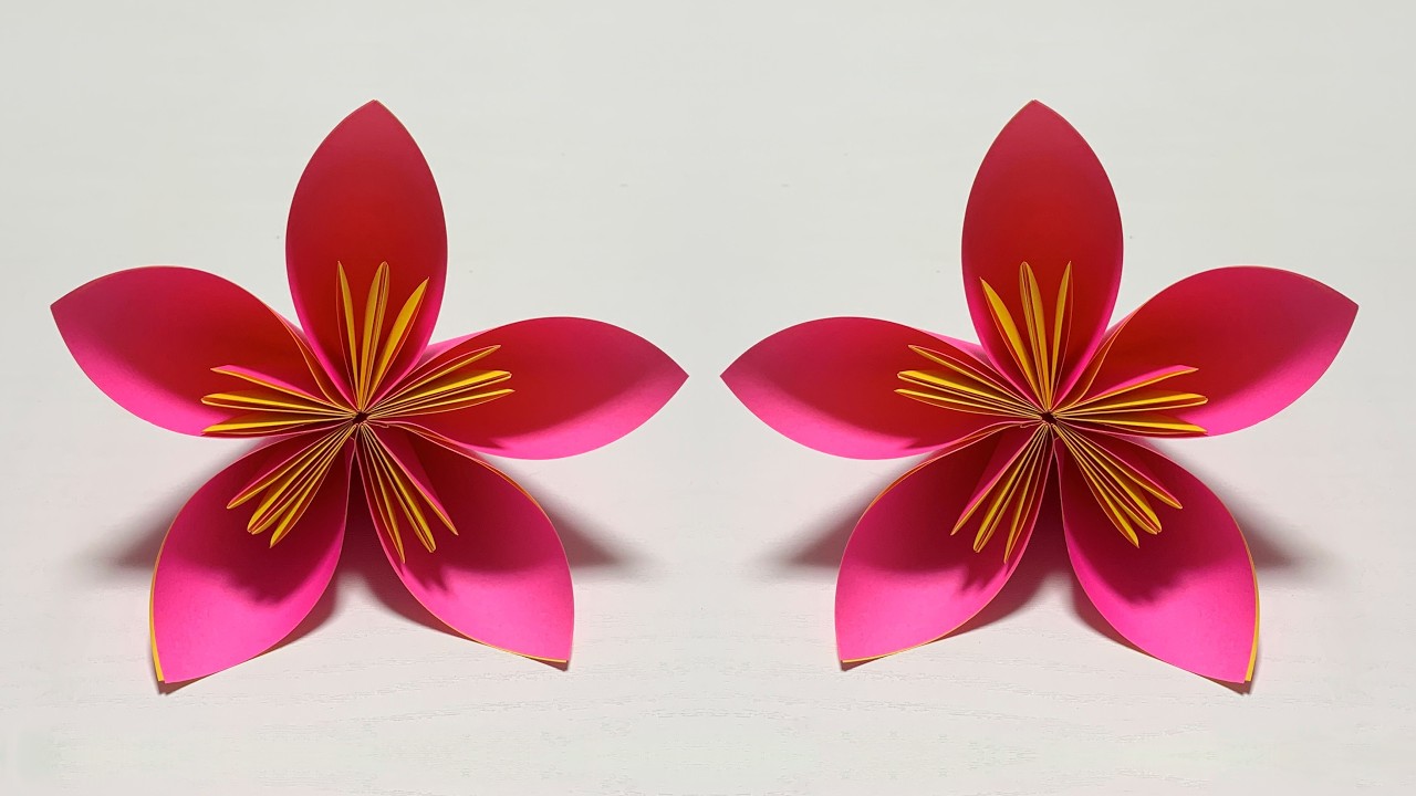 簡単折り紙】桃の花の作り方💡How to make peach blossom🍑#はな