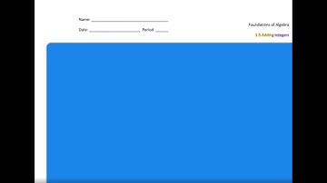 (11) 1.5 Adding Integers Video