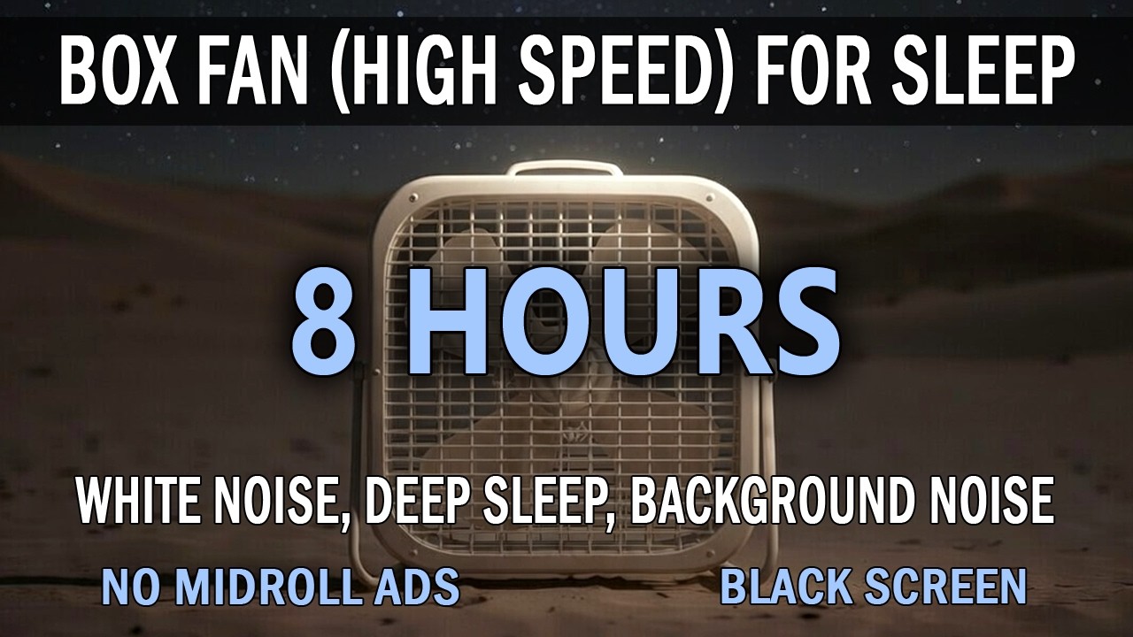Box Fan White Noise on High Speed for Deep Sleep | 8 Hours (Black Screen)