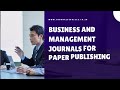 MBA Journals: Business and Management Journals: MBA Research Paper Publication Tips
