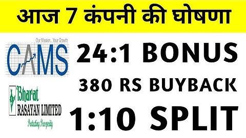 7 Company Announced Bonus, Dividend, Split | Bonus share latest news | CAMS Share Latest News