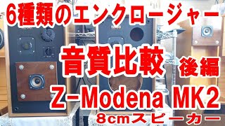 Z-modena MK2 8cmスピーカーを6種類のエンクロージャーに取り付けて