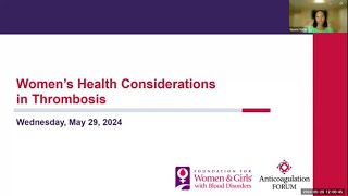 Women’s Health Considerations in Thrombosis Webinar