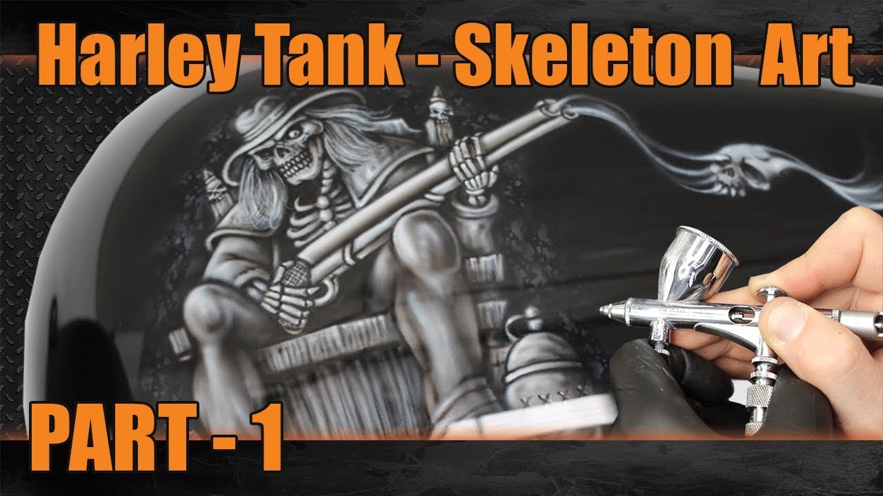 Airbrush Step By Step Skeleton On A Rocking Chair Part 1 Youtube