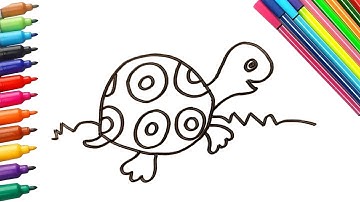 simple and Easy Tortoise Drawing for Kids 🐢 | How to draw Tortoise Step by step guide