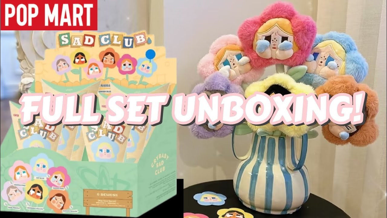 POPMART CRYBABY SAD CLUB SERIES PLUSH FLOWER FULL SET ASMR UNBOXING