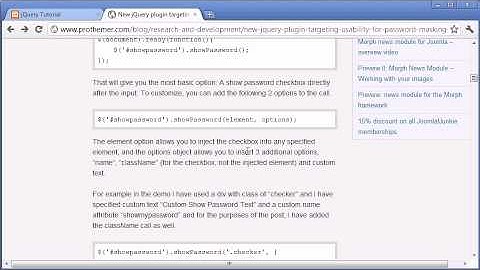 jQuery Tutorial - 117 - Show password plugin