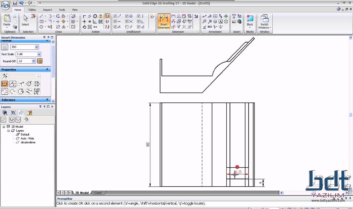 Solid Edge 2D Drafting_Parametrik 2D_5.Bölüm - YouTube