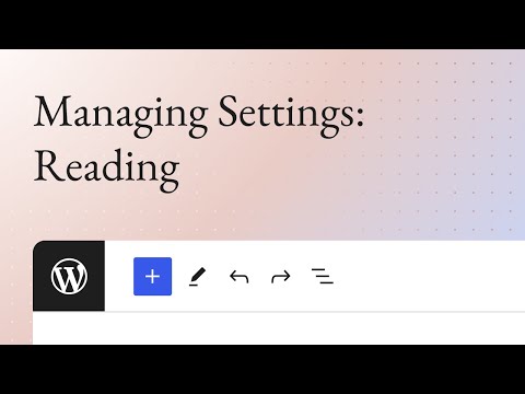 Managing Settings: Reading