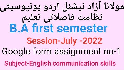 Google form assignment solve of English communication skills for MANUU DDE, session-July 2022 by T.A