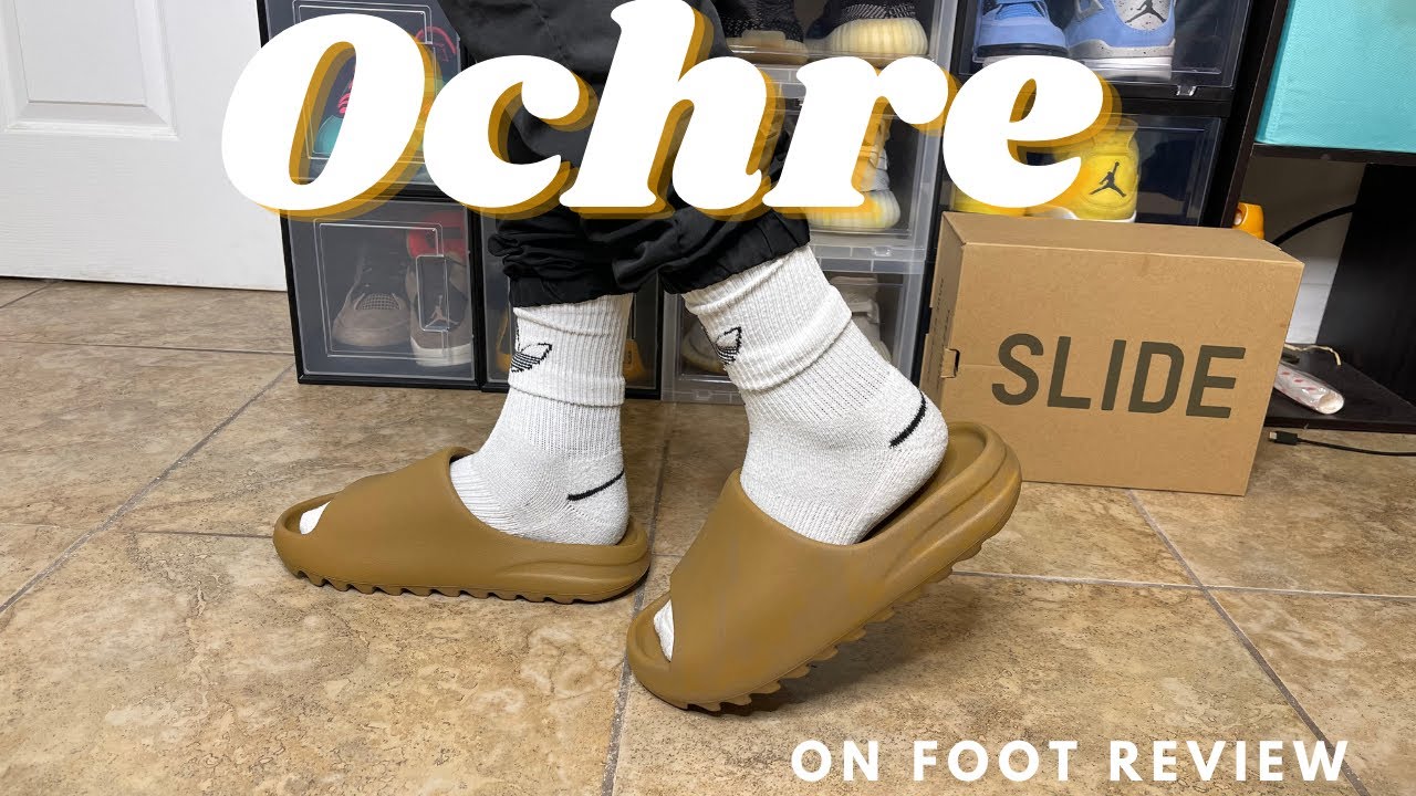 Adidas Yeezy Slide Ochre On Foot Review + Sizing Tips - YouTube