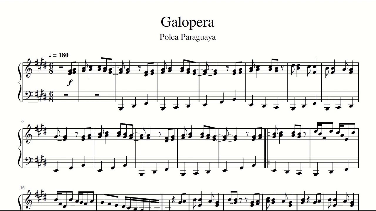 Partitura Pianística Completa Galopera - Enlace en la descripción - YouTube
